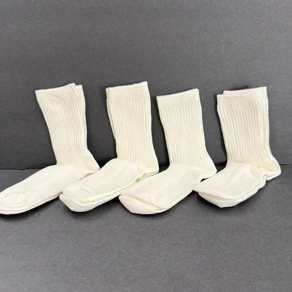 Kids  Tube Socks Unisex 4-Up Ivory School Uniform plain casual party 4 pairs
